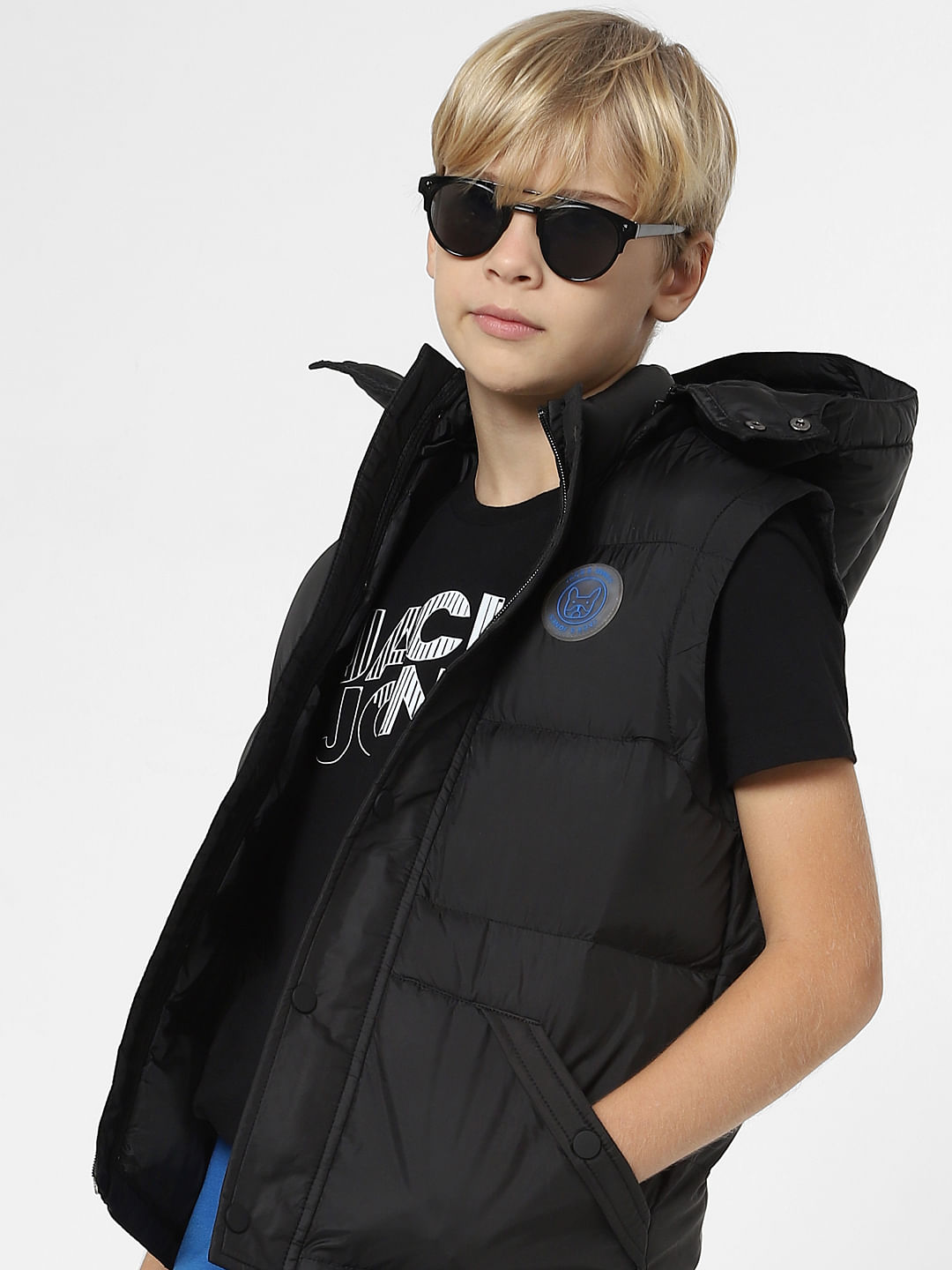 Buy Boys Black Puffer Vest Online in India at JACK JONES Junior 292964501