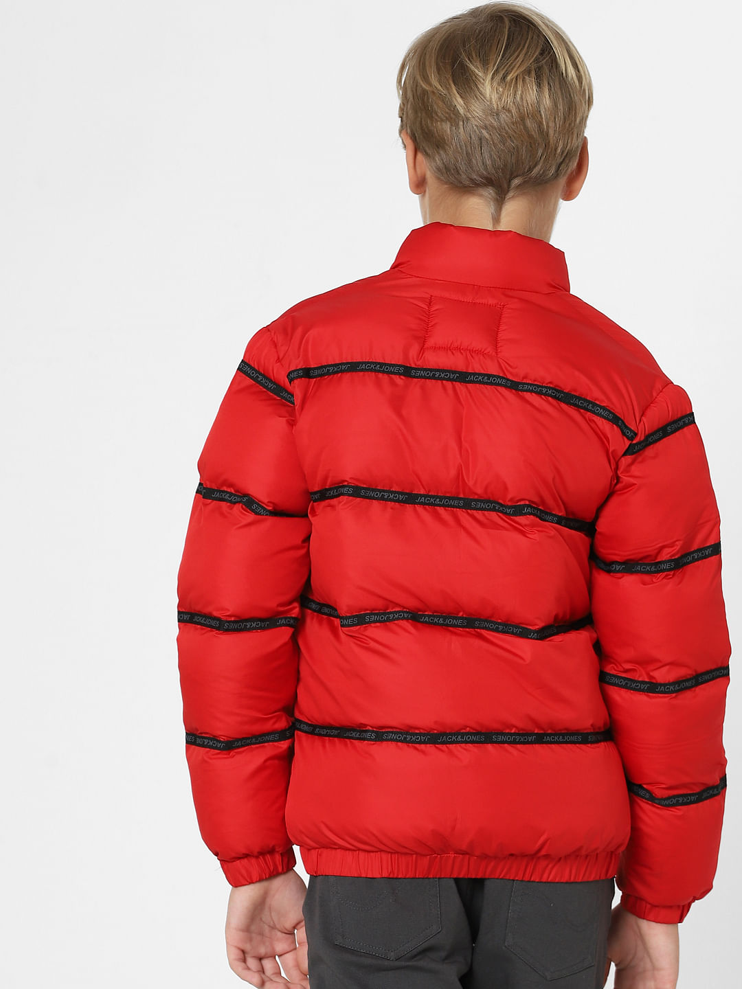 Jack and jones red puffer jacket sale