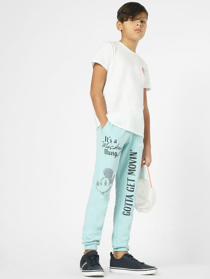 Boys x Mickey Blue Mid Rise Printed Pants
