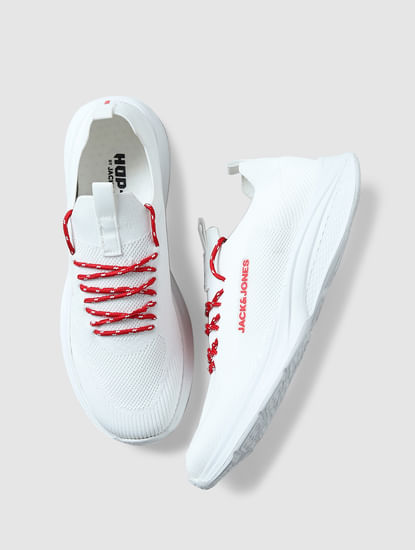 White Mesh Slip On Sneakers