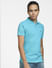 Blue Logo Print Polo Neck T-shirt_407022+2
