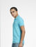 Blue Logo Print Polo Neck T-shirt_407022+3