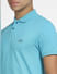 Blue Logo Print Polo Neck T-shirt_407022+5
