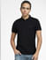 Black Logo Print Polo Neck T-shirt_407023+2