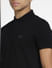 Black Logo Print Polo Neck T-shirt_407023+5