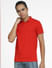 Red Logo Print Polo Neck T-shirt_407024+2