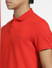 Red Logo Print Polo Neck T-shirt_407024+5
