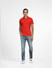 Red Logo Print Polo Neck T-shirt_407024+6