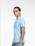 Light Blue Logo Print Polo Neck T-shirt_407025+3
