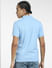 Light Blue Logo Print Polo Neck T-shirt_407025+4