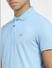 Light Blue Logo Print Polo Neck T-shirt_407025+5