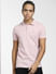 Light Pink Logo Print Polo Neck T-shirt_407027+2