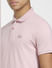 Light Pink Logo Print Polo Neck T-shirt_407027+5