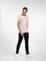 Light Pink Logo Print Polo Neck T-shirt_407027+6