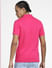 Bright Pink Logo Print Polo Neck T-shirt