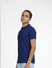 Dark Blue Logo Print Polo Neck T-shirt_407031+3