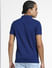 Dark Blue Logo Print Polo Neck T-shirt_407031+4