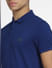 Dark Blue Logo Print Polo Neck T-shirt_407031+5