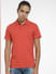 Rust Red Logo Print Polo Neck T-shirt_407033+2
