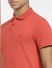 Rust Red Logo Print Polo Neck T-shirt