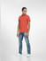 Rust Red Logo Print Polo Neck T-shirt_407033+6