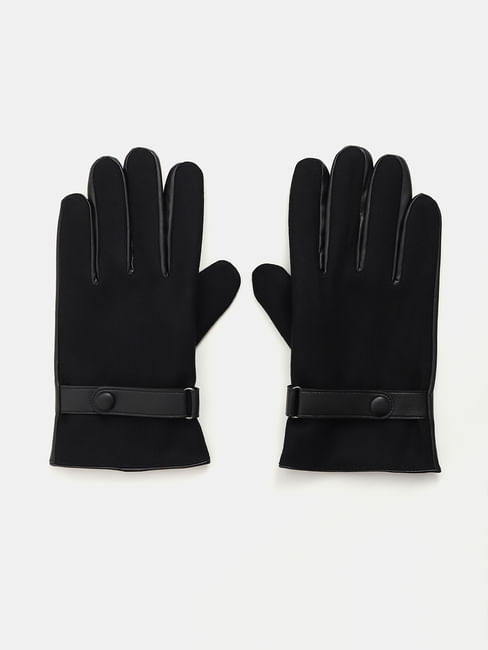 Black Plain Coloured Gloves