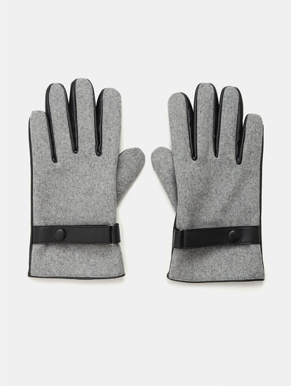 Grey Plain Coloured Gloves