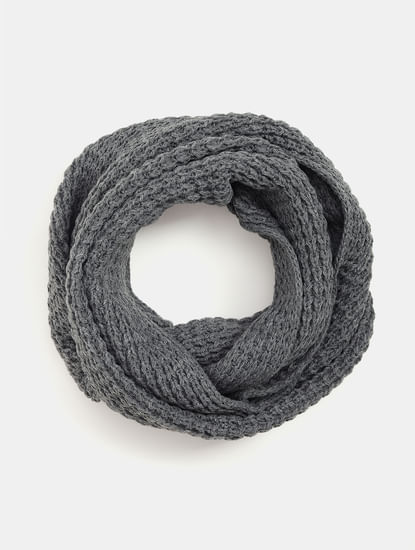 Grey Knit Tube Scarf