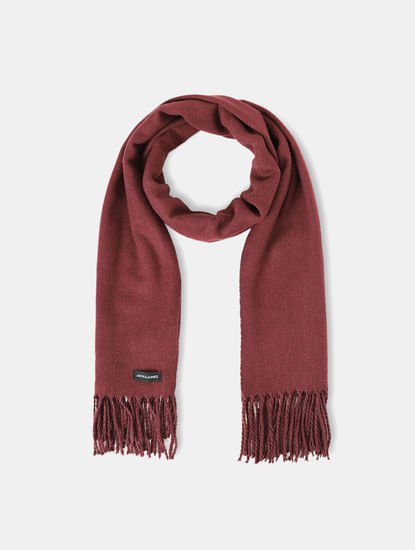 Red Woven Fringe Detail Scarf