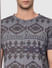 Grey Aztec Print Crew Neck T-shirt_389456+5