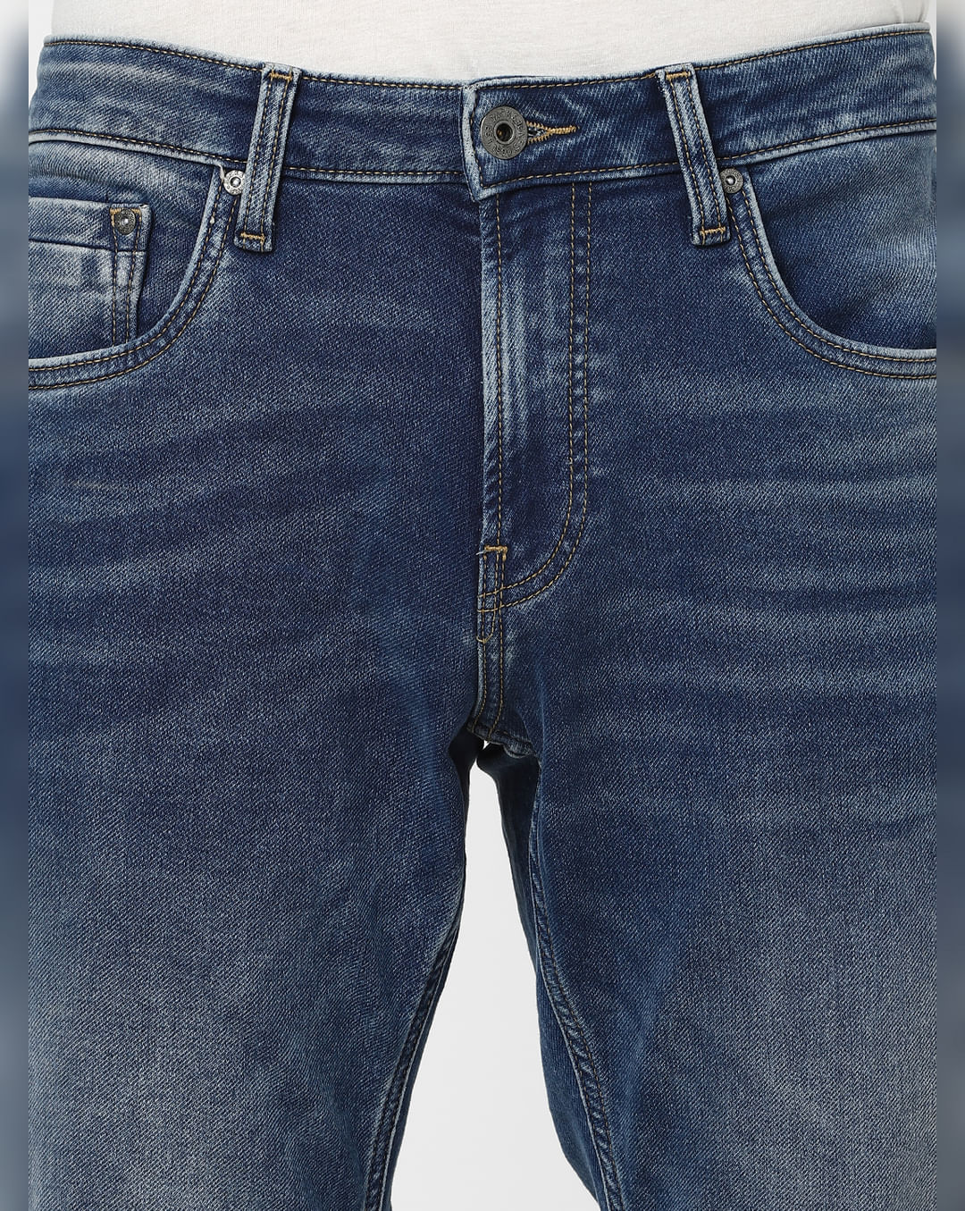 Buy Blue Mid Rise Clark Regular Fit Jeans for Men
