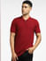 Red Textured Knitted Polo_397047+2
