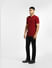 Red Textured Knitted Polo_397047+6