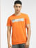 Orange Graphic Print Crew Neck T-shirt_397049+2