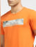 Orange Graphic Print Crew Neck T-shirt_397049+5