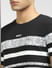 Black Striped Crew Neck T-shirt_397052+5