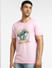 Pink Mushroom Print Crew Neck T-shirt_397060+2
