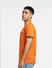 Orange Text Print Crew Neck T-shirt_397064+3