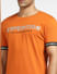 Orange Text Print Crew Neck T-shirt_397064+5
