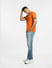 Orange Text Print Crew Neck T-shirt_397064+6