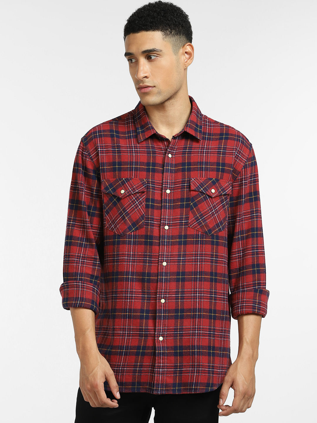 Red checkered store shirt mens