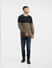 Brown Colourblocked Textured Pullover_397071+1