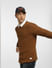 Brown Textured Slim Fit Pullover