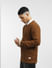 Brown Textured Slim Fit T-shirt_397076+3