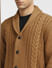 Brown Front Open Textured Cardigan