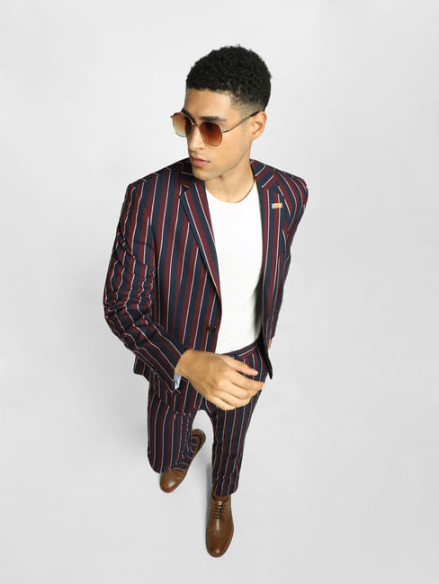 Maroon Striped Blazer