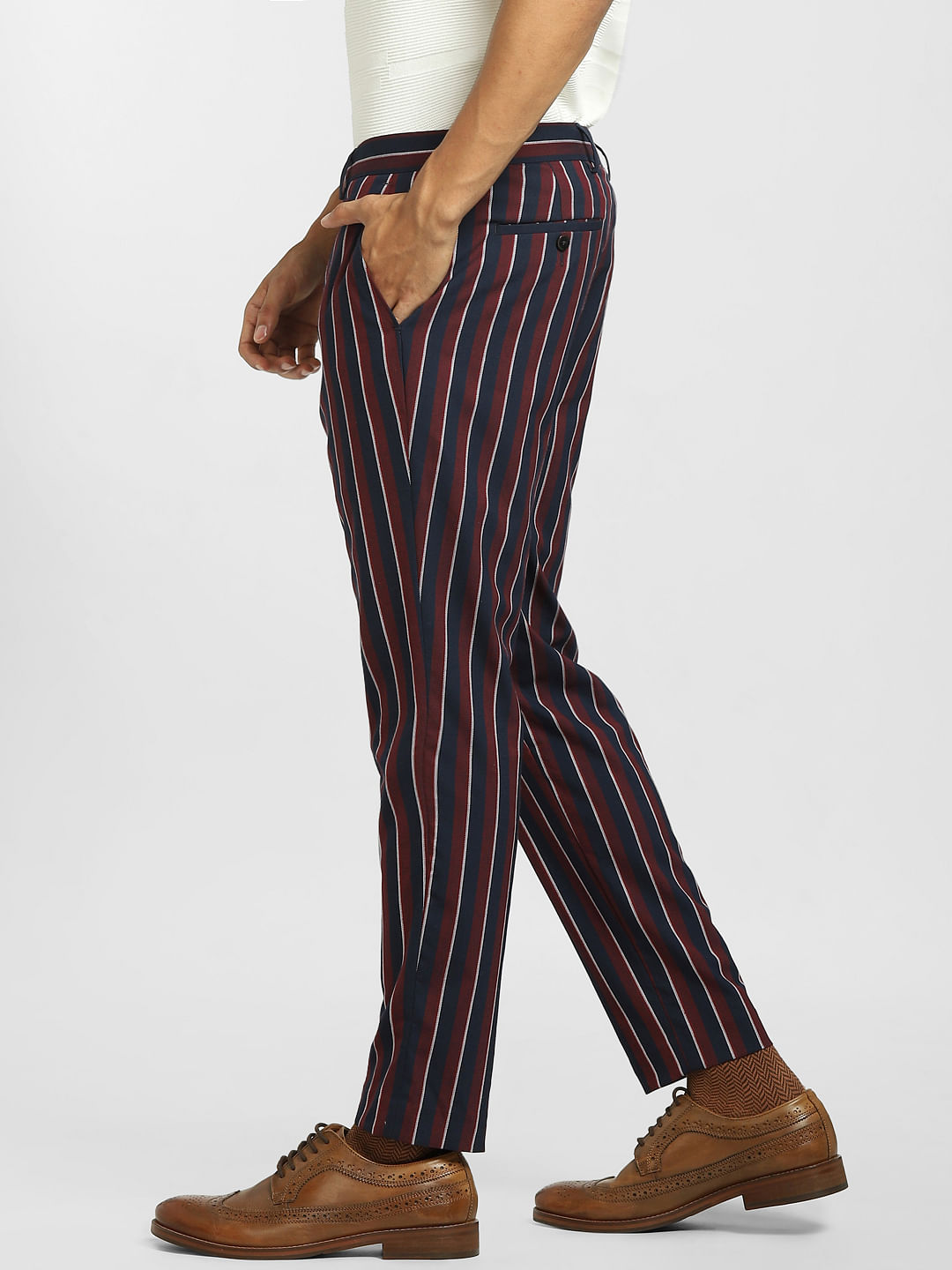 Madmext Black-White Striped Detailed Trousers