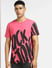 Pink Large Logo Print Crew Neck T-shirt_397094+2