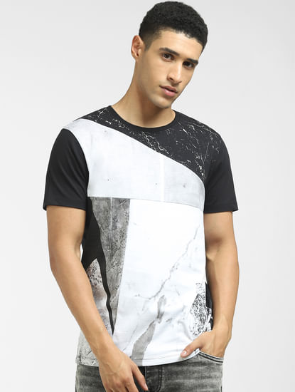 Black Cut & Sew Colourblocked T-shirt