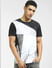 Black Cut & Sew Colourblocked T-shirt_397100+2